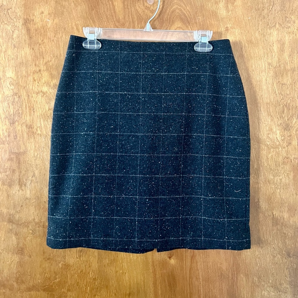 Banana Republic Dark Grey Grid Print Skirt